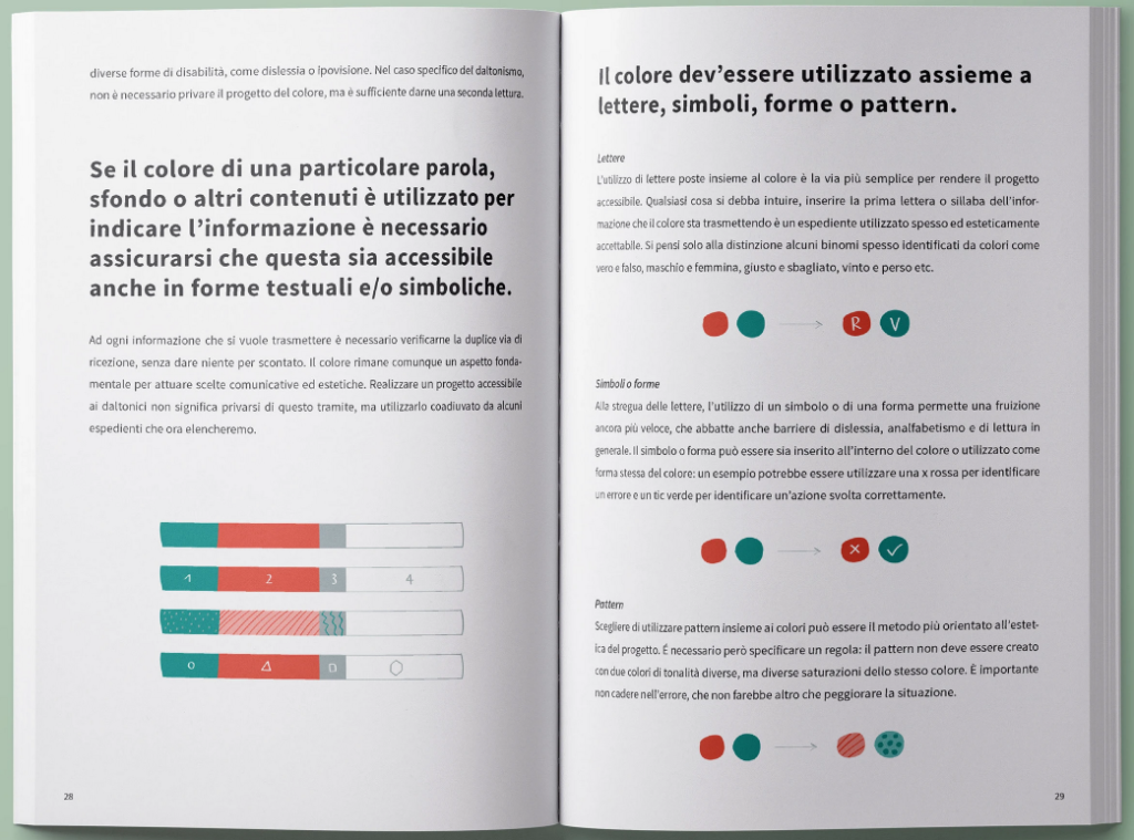 il colore deve essere utilizzato assieme a lettere simboli forme o pattern