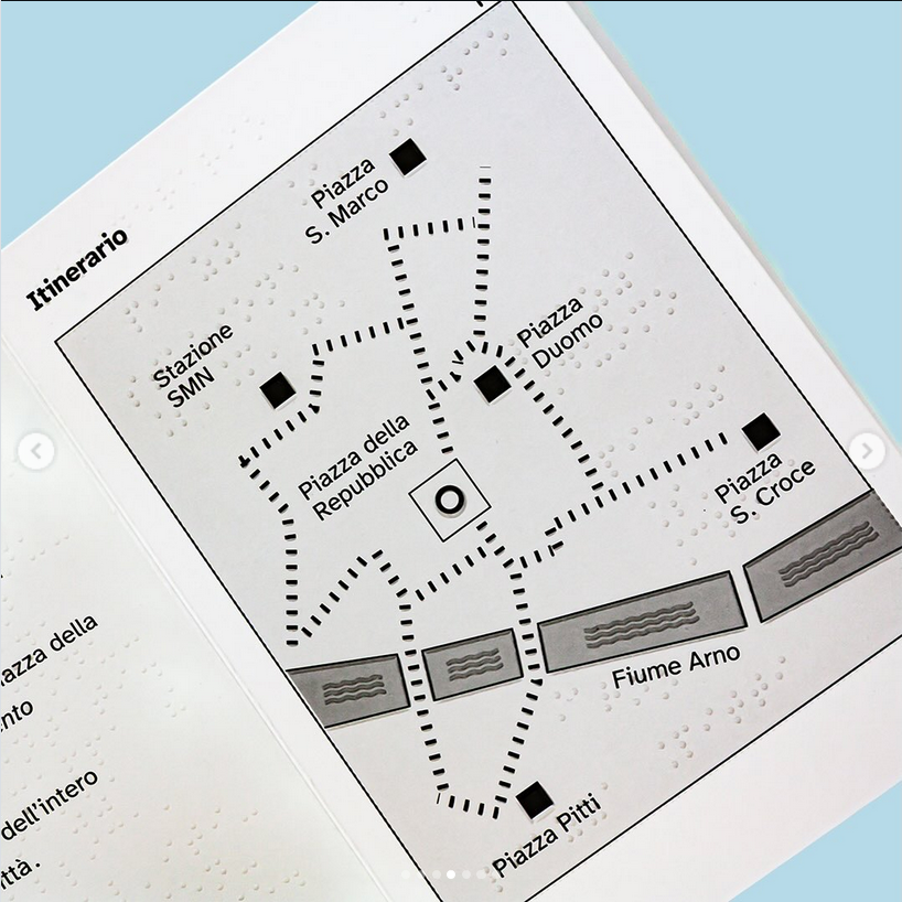 percorso in rilievo di Firenze con aggiunta di descrizioni braille