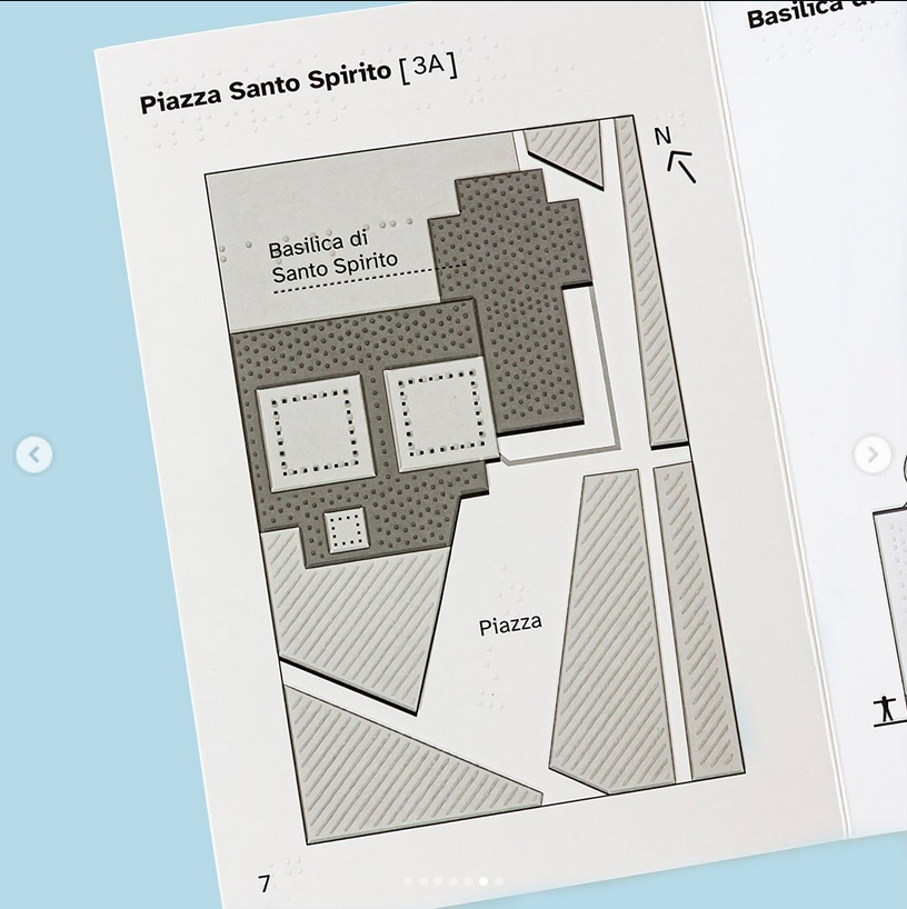 piazza santo spirito in rilievo e con aggiunte di descrizioni in braille